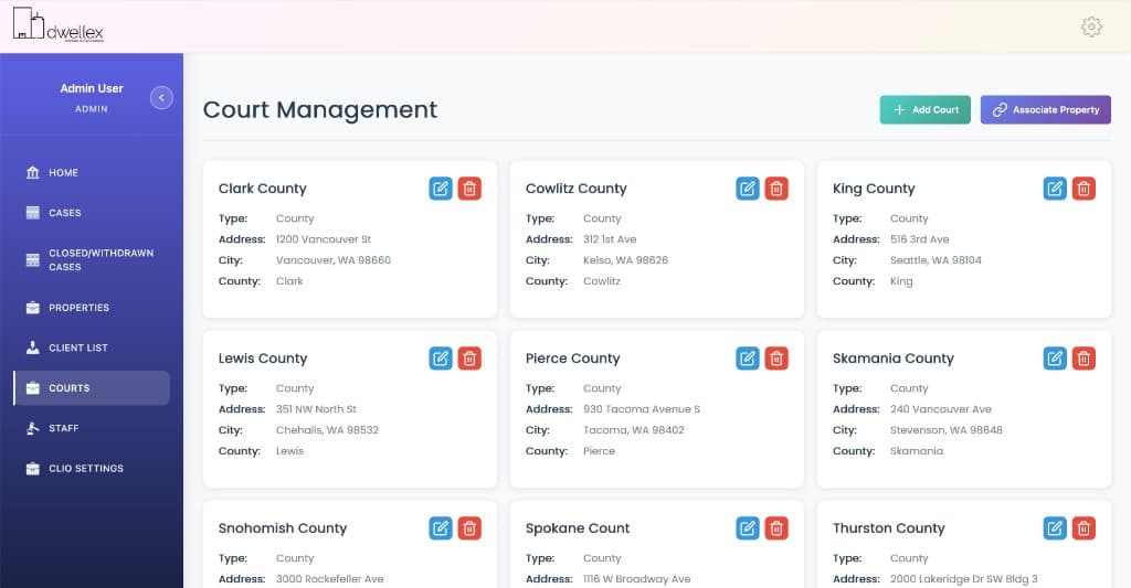 Dwellex court management