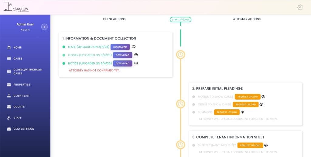 Dwellex case timeline tracker