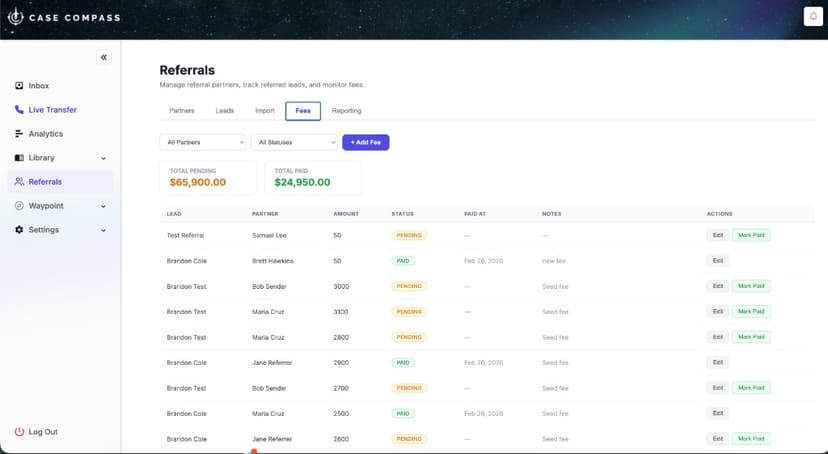 Referral fee management
