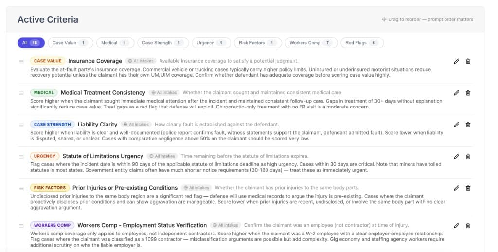 Waypoint criteria management interface