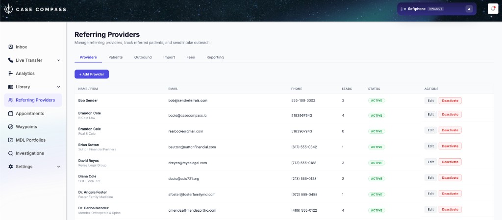 Torvana — Referring Providers dashboard